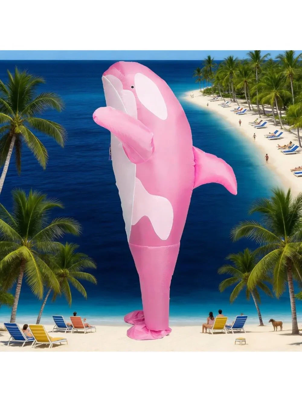 Inflatable Killer Whale Costume - Fun Air Blow-Up Orca Suit for Adults Halloween